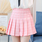 Pastel Plaid Pleated Mini Skirt - kawaii-inspired outfit in pastel colors - 25097920