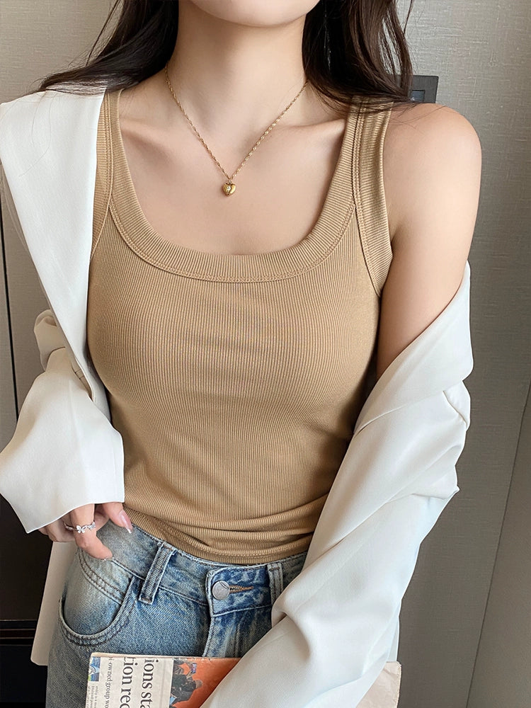 Summer Plus-Size Stretch Ribbed Camisole