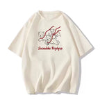 Cotton White Loose Graphic Dog T-Shirt - kawaii-inspired outfit in pastel colors - 74262018