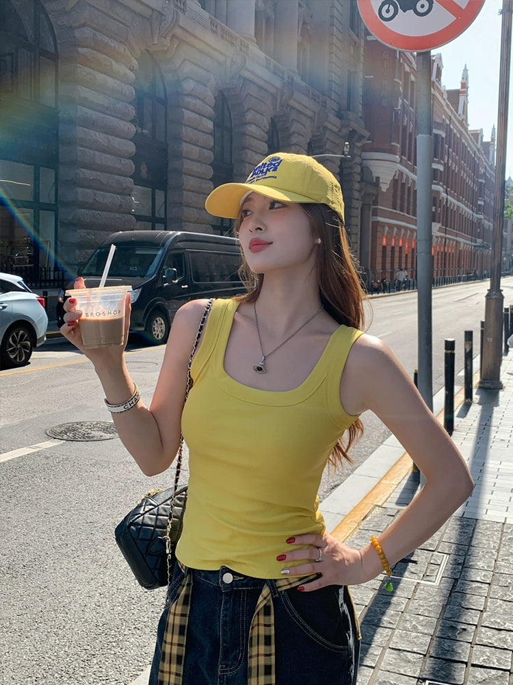 Summer Plus-Size Stretch Ribbed Camisole