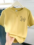 Simple Cute Rabbit Short-Sleeve Tee - kawaii-inspired outfit in pastel colors - 12754003