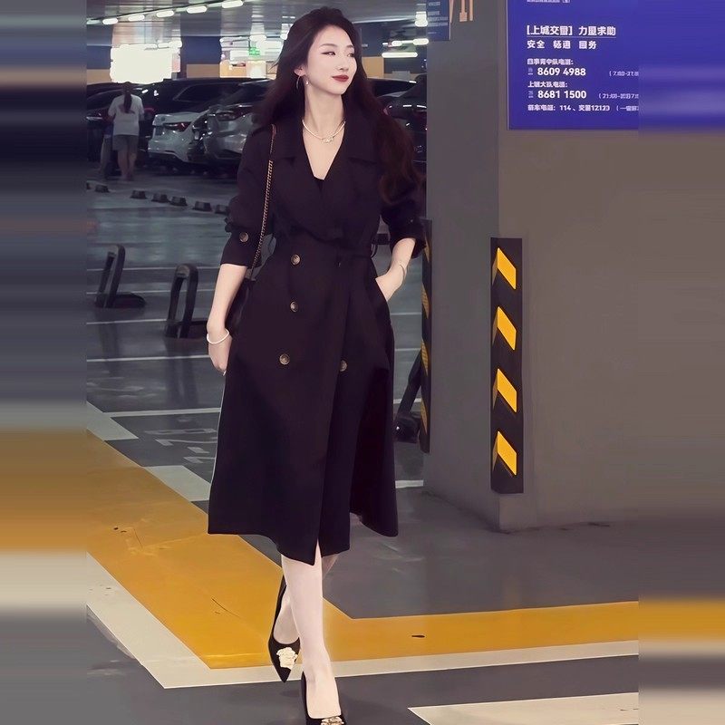 Korean High-End Khaki Trench Coat