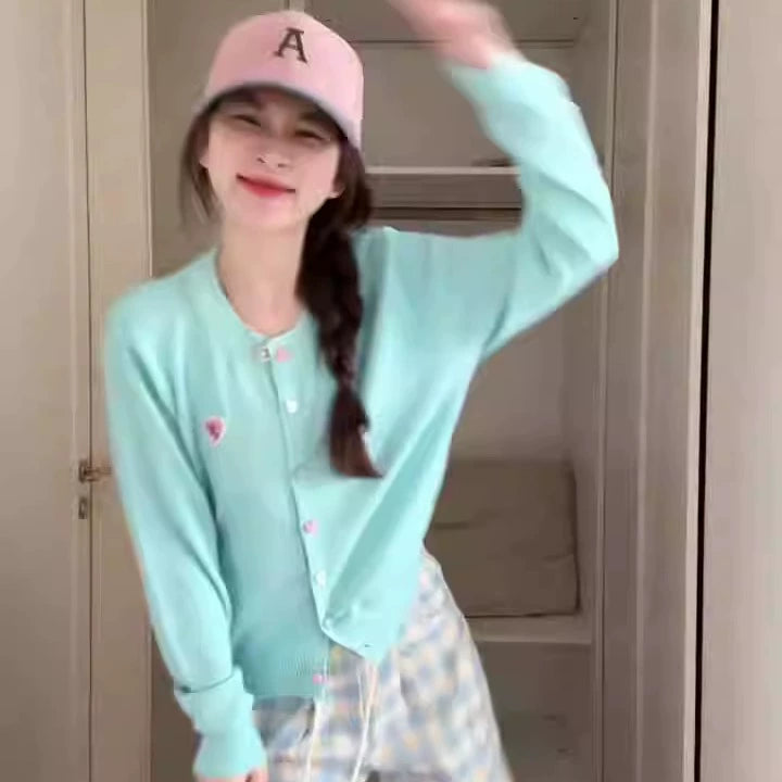 Light Blue Soft Girl Knit Cardigan