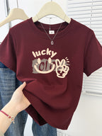 Cute Cartoon Shoulder Print Short Sleeve Tee - kawaii-inspired outfit in pastel colors - 3200924