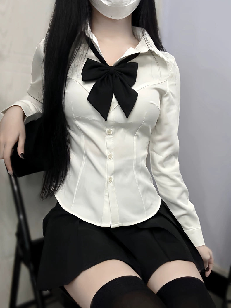 JK Waist Shirt & Pleated Skirt Set