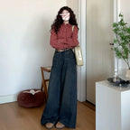 Retro Red Plaid Long-Sleeve Shirt - kawaii-inspired outfit in pastel colors - 47398739