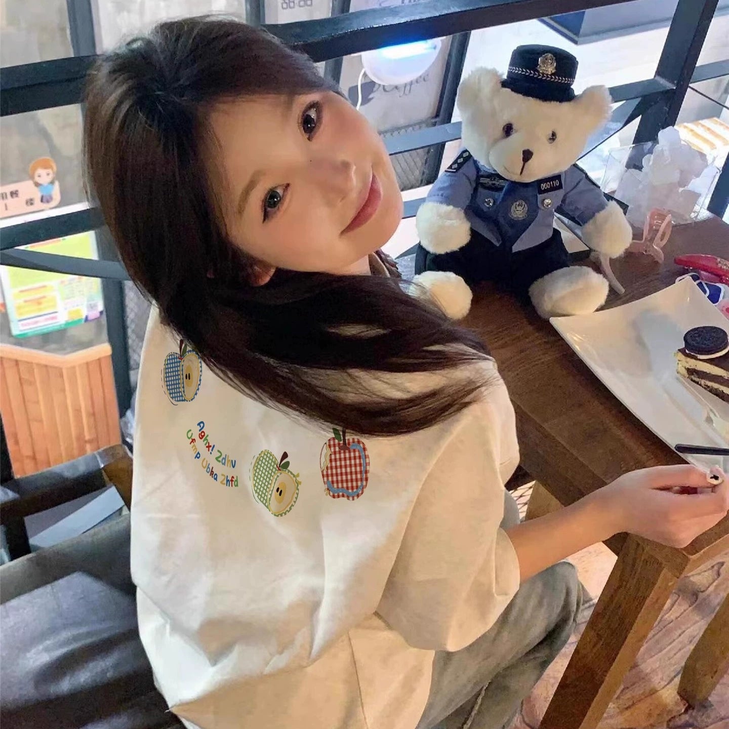 Summer Cotton Apple Graphic T-Shirt