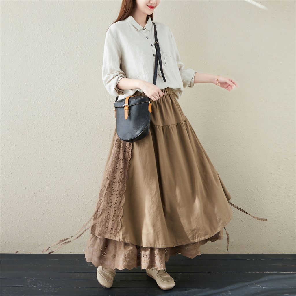 Japanese Natural Linen A-Line Skirt