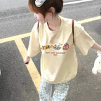 Dopamine Cartoon Cotton Summer T-Shirt - kawaii-inspired outfit in pastel colors - 1264016