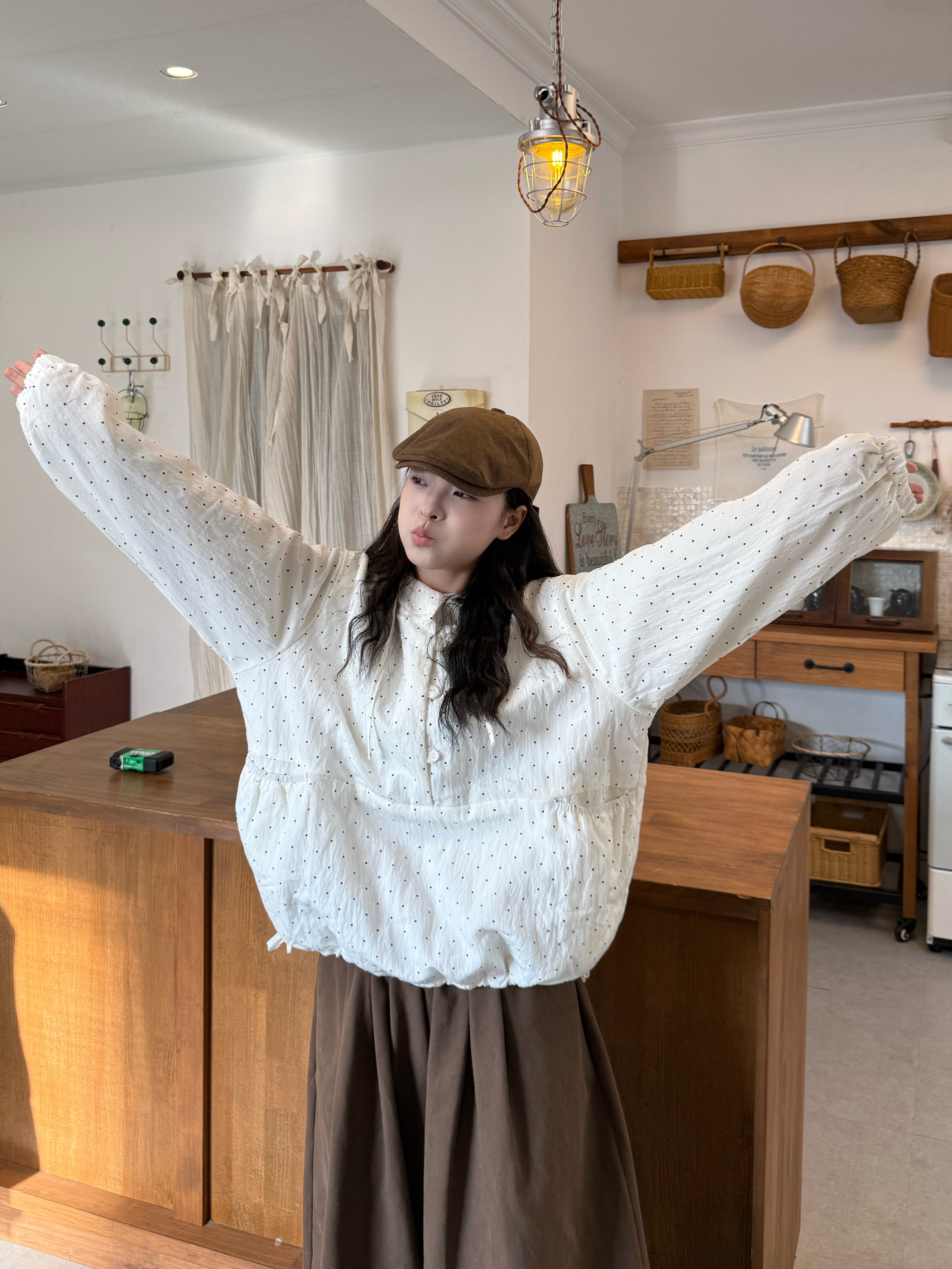 Japanese Vintage Polka Dot Hoodie & Pants Set