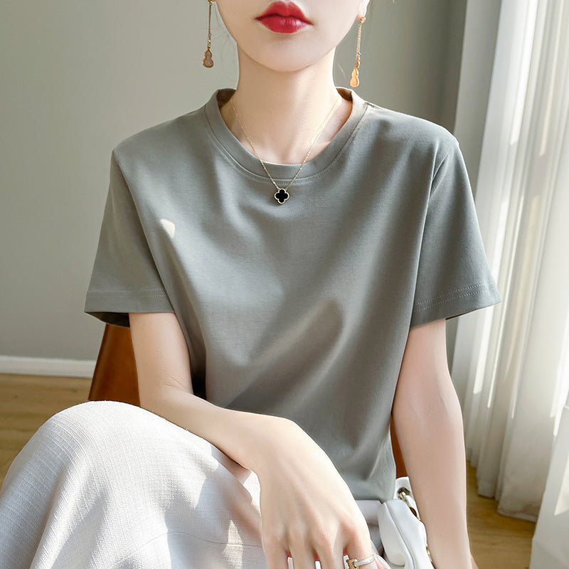 Mercerized Cotton Slim-Fit Women’s Tee - kawaii-inspired outfit in pastel colors - 52864499