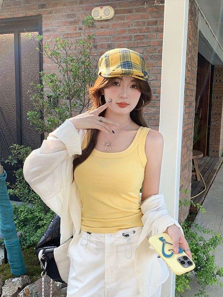 Summer Plus-Size Stretch Ribbed Camisole