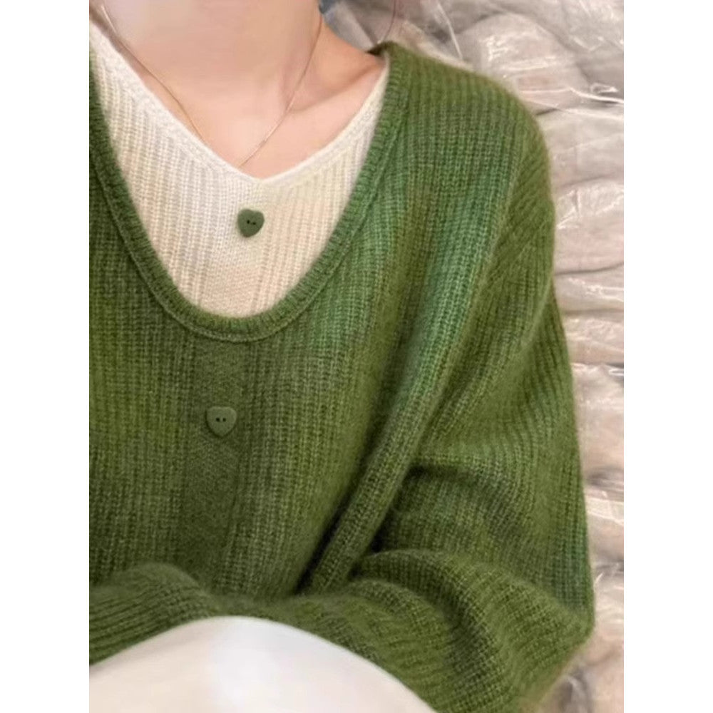 Japanese Sweet Faux Two-Piece Cardigan