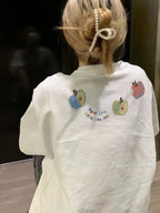 Summer Cotton Apple Graphic T-Shirt - kawaii-inspired outfit in pastel colors - 473039