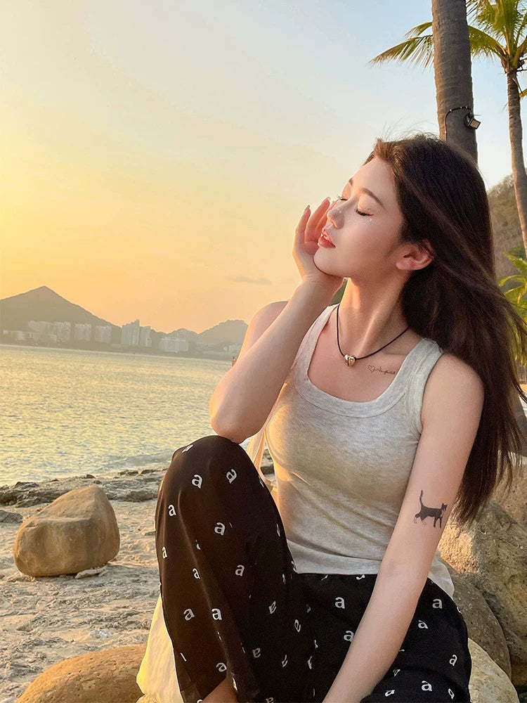 Summer Plus-Size Stretch Ribbed Camisole