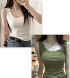 Modal Ribbed Scoop Neck Camisole Top - kawaii-inspired outfit in pastel colors - 79090010