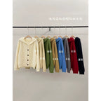 Korean Lazy-Style Hooded Knit Cardigan - kawaii-inspired outfit in pastel colors - 60703648