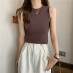 Modal Wide-Shoulder Slim Vest - kawaii-inspired outfit in pastel colors - 63997896