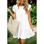 Ruffle Sleeve Tiered Soft Girl Dress - kawaii-inspired outfit in pastel colors - 1864451