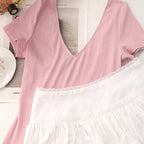 Pink Knit Top & Lace Trim Skirt Set - kawaii-inspired outfit in pastel colors - 52094913