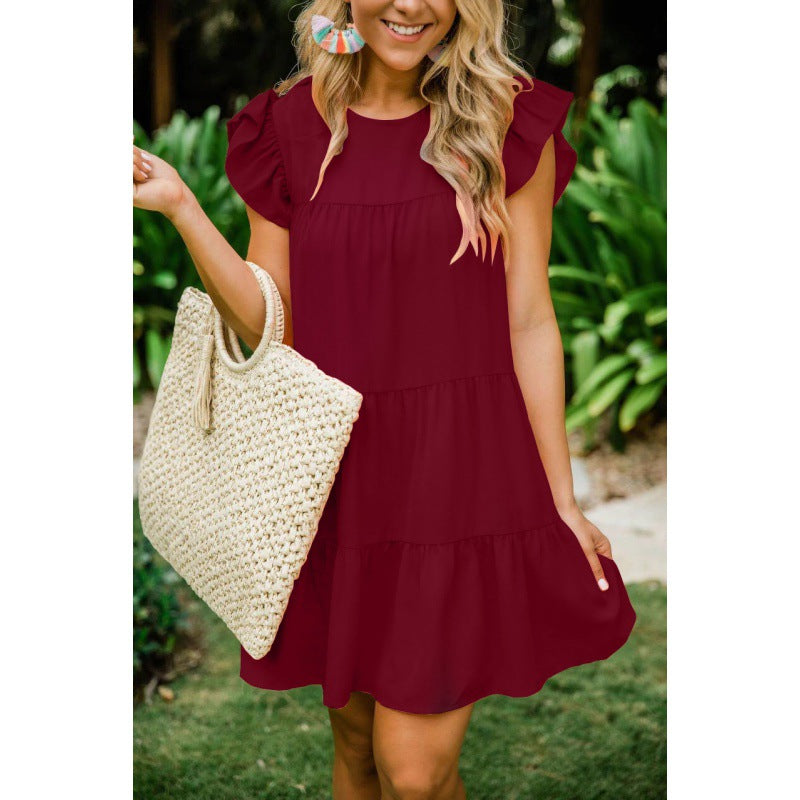 Ruffle Sleeve Tiered Soft Girl Dress