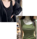 Modal Ribbed Scoop Neck Camisole Top - kawaii-inspired outfit in pastel colors - 76540792