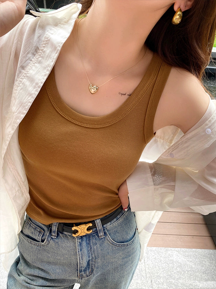 Summer Plus-Size Stretch Ribbed Camisole