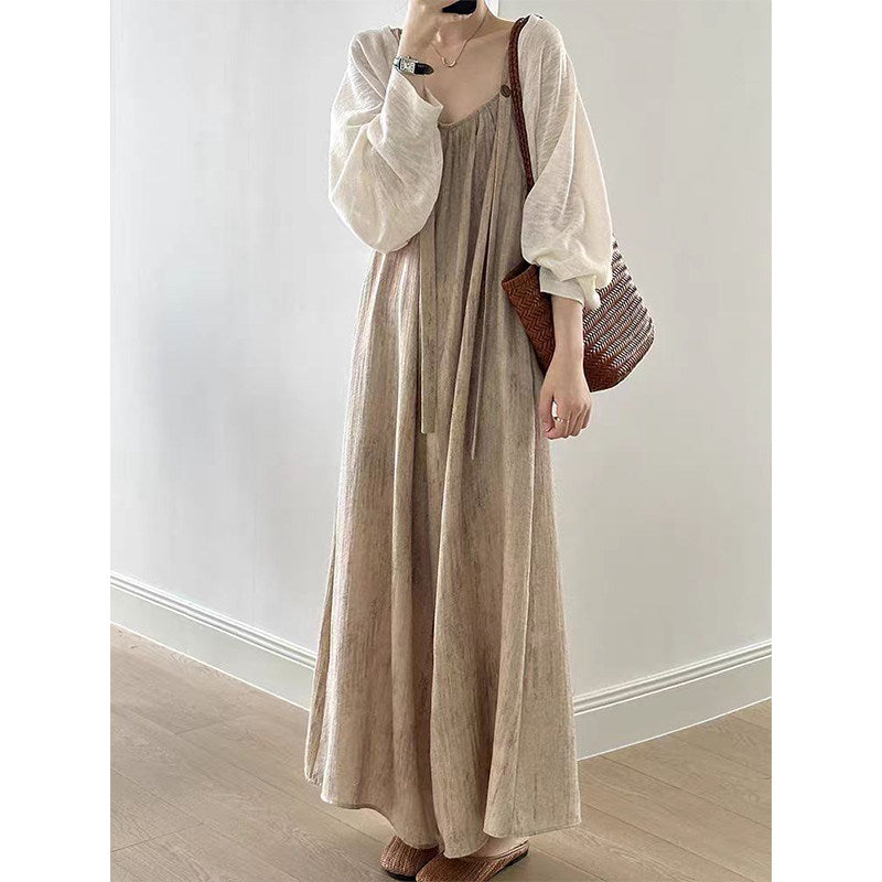 Japanese Retro Linen Suspender Pants