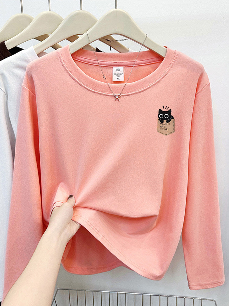 Cute Cat Print Korean Short Sleeve T-Shirt