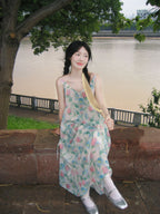Pastel Tulip Chiffon Maxi Sundress - kawaii-inspired outfit in pastel colors - 59412151