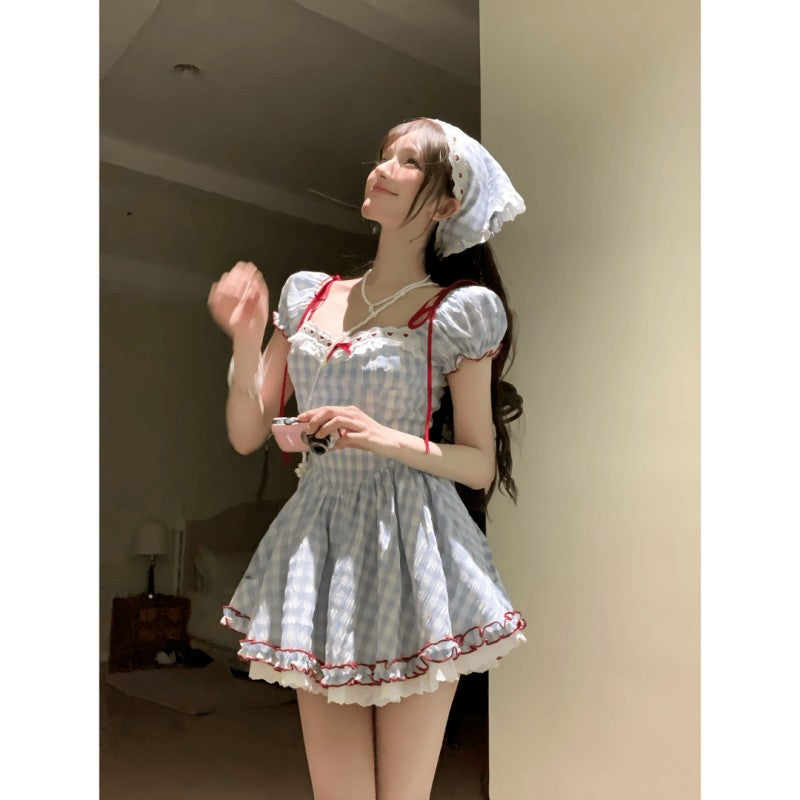 French Pastoral Square Neck Summer Dress