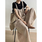 Japanese Retro Linen Suspender Pants - kawaii-inspired outfit in pastel colors - 64292729