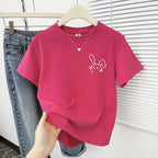 Simple Cute Rabbit Short-Sleeve Tee - kawaii-inspired outfit in pastel colors - 37337939