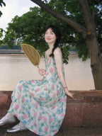 Pastel Tulip Chiffon Maxi Sundress - kawaii-inspired outfit in pastel colors - 7454290