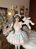 Sweet Tea Meow Lolita OP Dress - kawaii-inspired outfit in pastel colors - 42689572