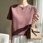 Mercerized Cotton Slim-Fit Women’s Tee - kawaii-inspired outfit in pastel colors - 83873680