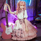 Sweet Gingerbread Plaid Lolita Dress Set - kawaii-inspired outfit in pastel colors - 41094678