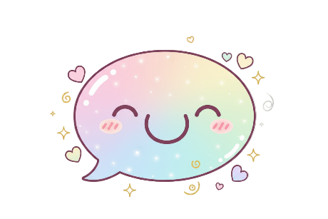 Pastel-colored speech bubble with a smiley face on a transparent background