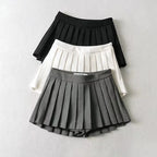 High Waist Pleated Mini Skirt