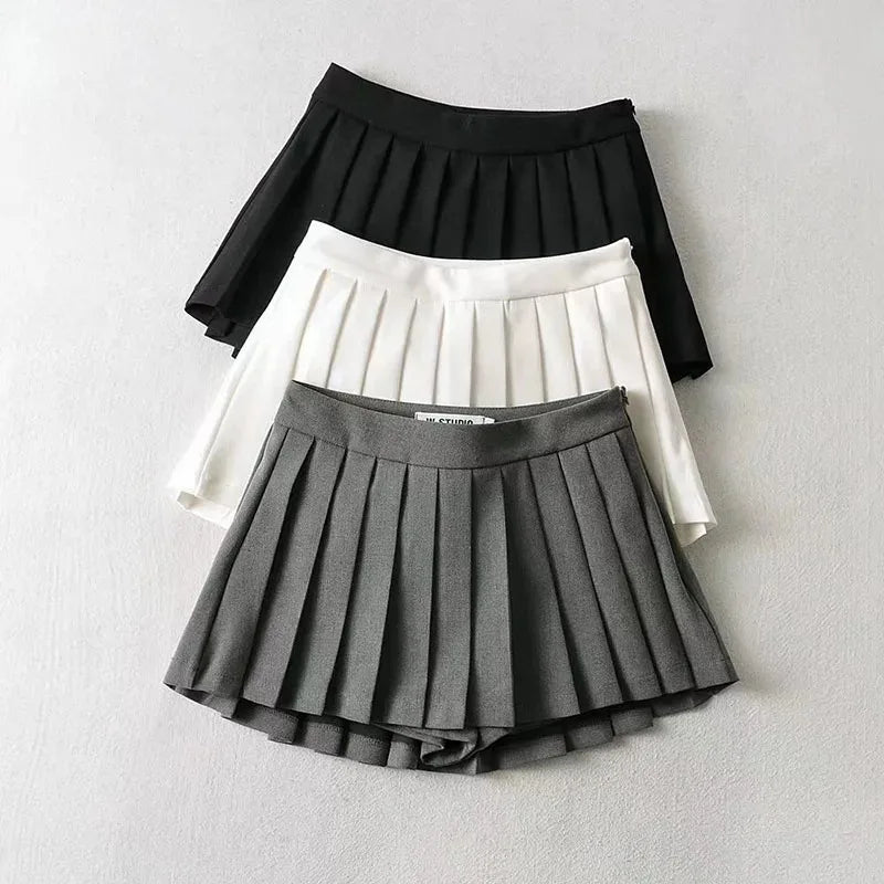 High Waist Pleated Mini Skirt