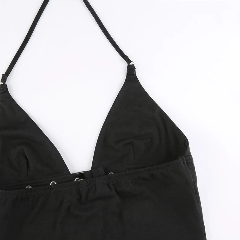 Lace-Up Backless Crop Top
