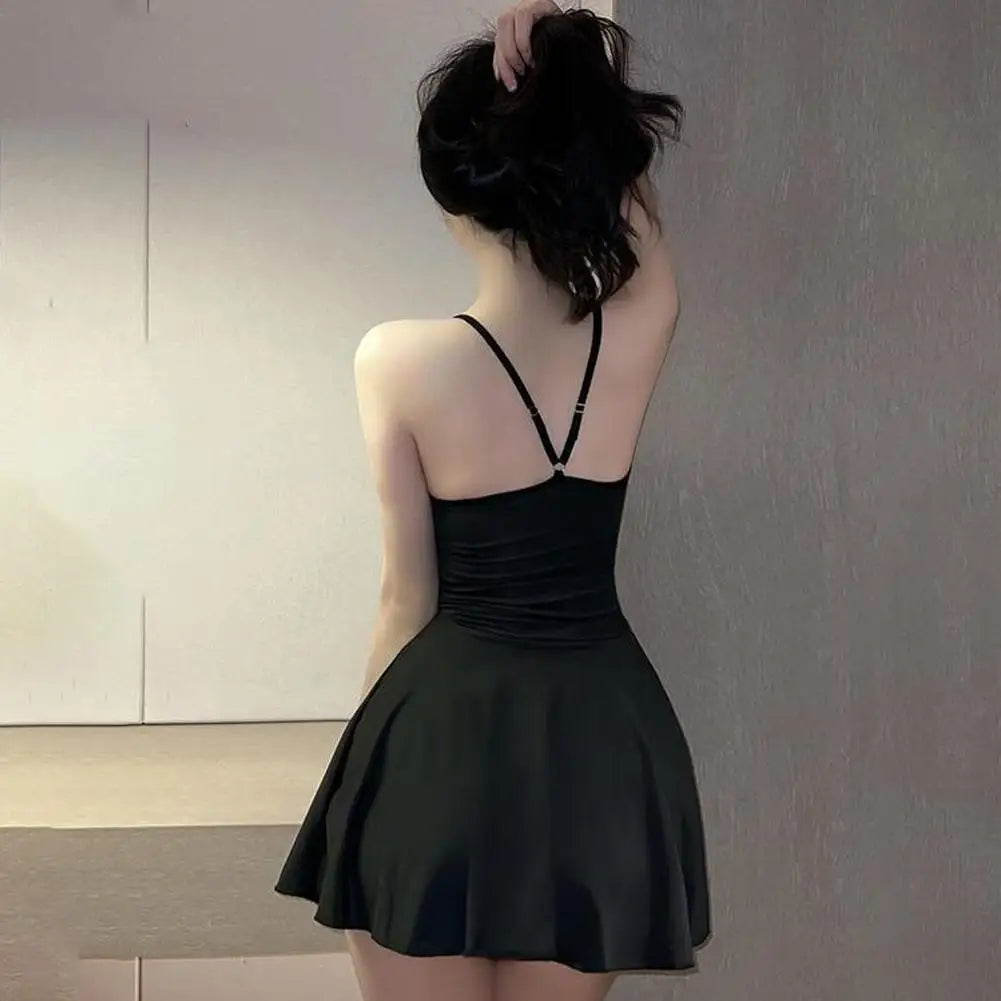 Pleated Backless Mini Dress
