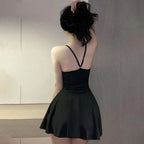 Pleated Backless Mini Dress