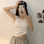 Ribbed Button Front Tank Top