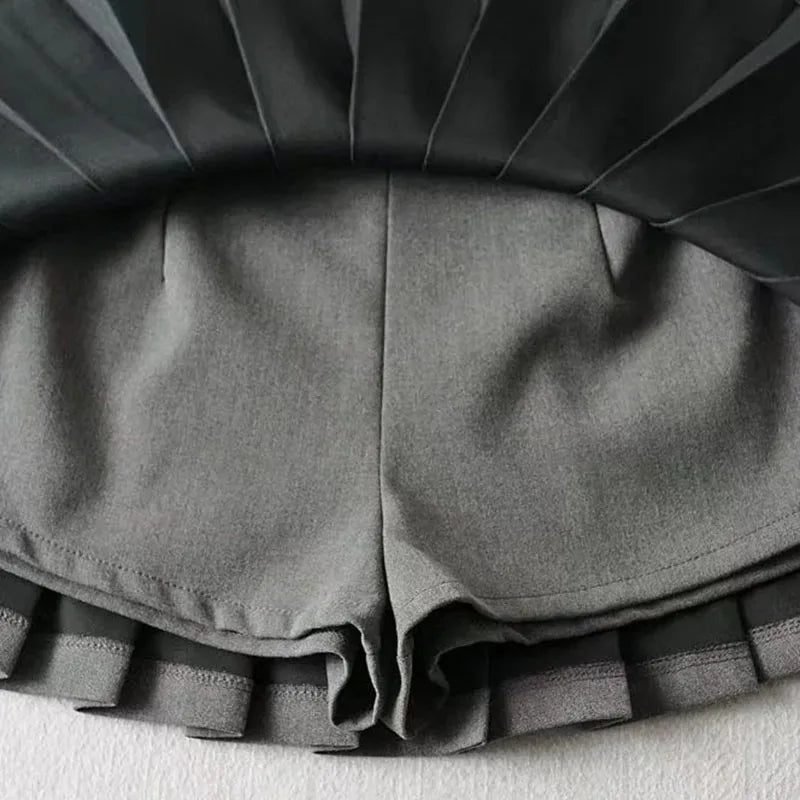 High Waist Pleated Mini Skirt