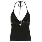 Lace-Up Backless Crop Top