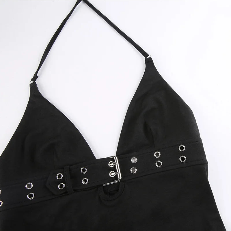 Lace-Up Backless Crop Top