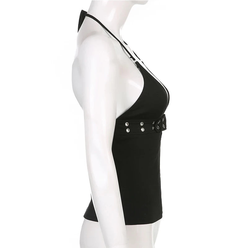 Lace-Up Backless Crop Top