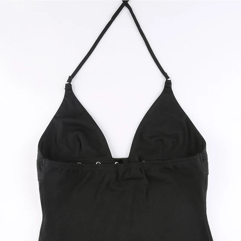 Lace-Up Backless Crop Top