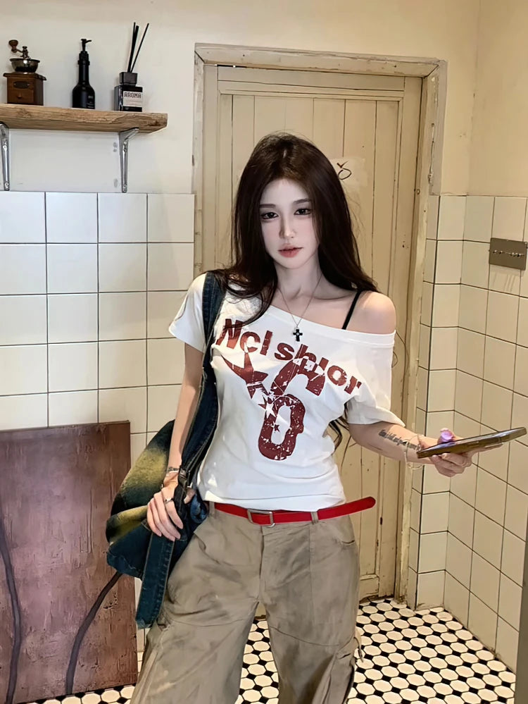 Off-Shoulder Cropped T-Shirt Top